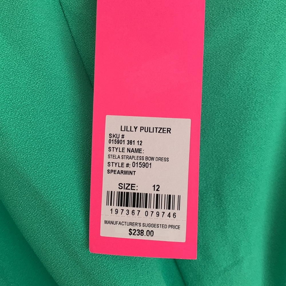 Lilly Pulitzer Stela Strapless Bow Dress Spearmint Size 12 - Picture 6 of 9